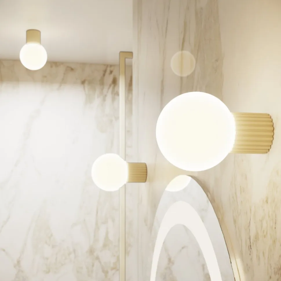 Væglampe ORBI, beige, glas/metal, Ø 12 cm, IP44, G9