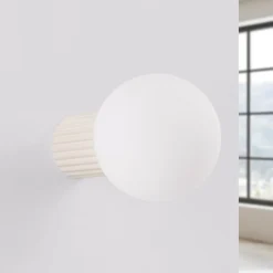 Væglampe ORBI, beige, glas/metal, Ø 12 cm, IP44, G9