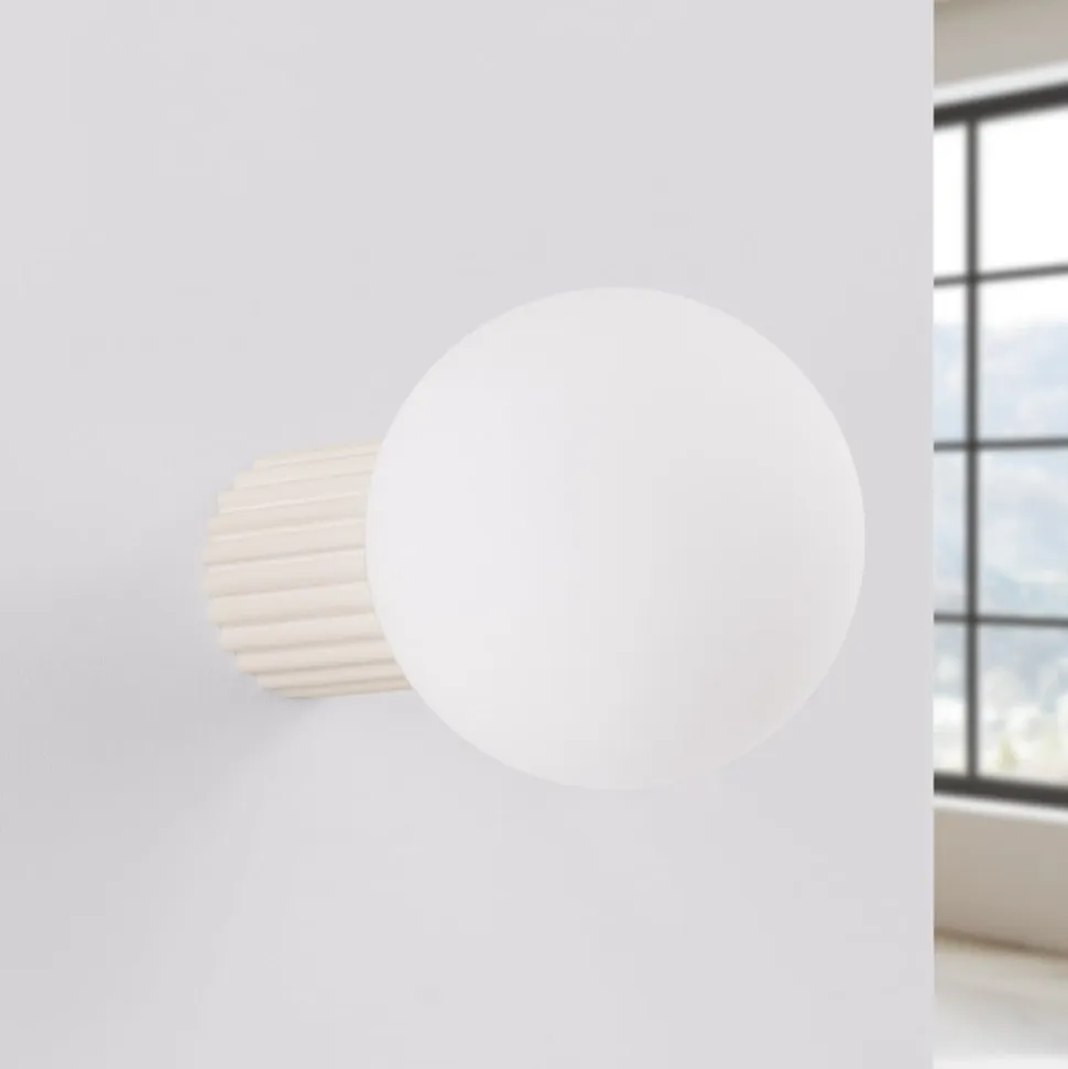 Væglampe ORBI, beige, glas/metal, Ø 12 cm, IP44, G9