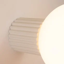 Væglampe ORBI, beige, glas/metal, Ø 12 cm, IP44, G9