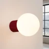 Væglampe ORBI, mørkerød, glas/metal, Ø 12 cm, IP44, G9