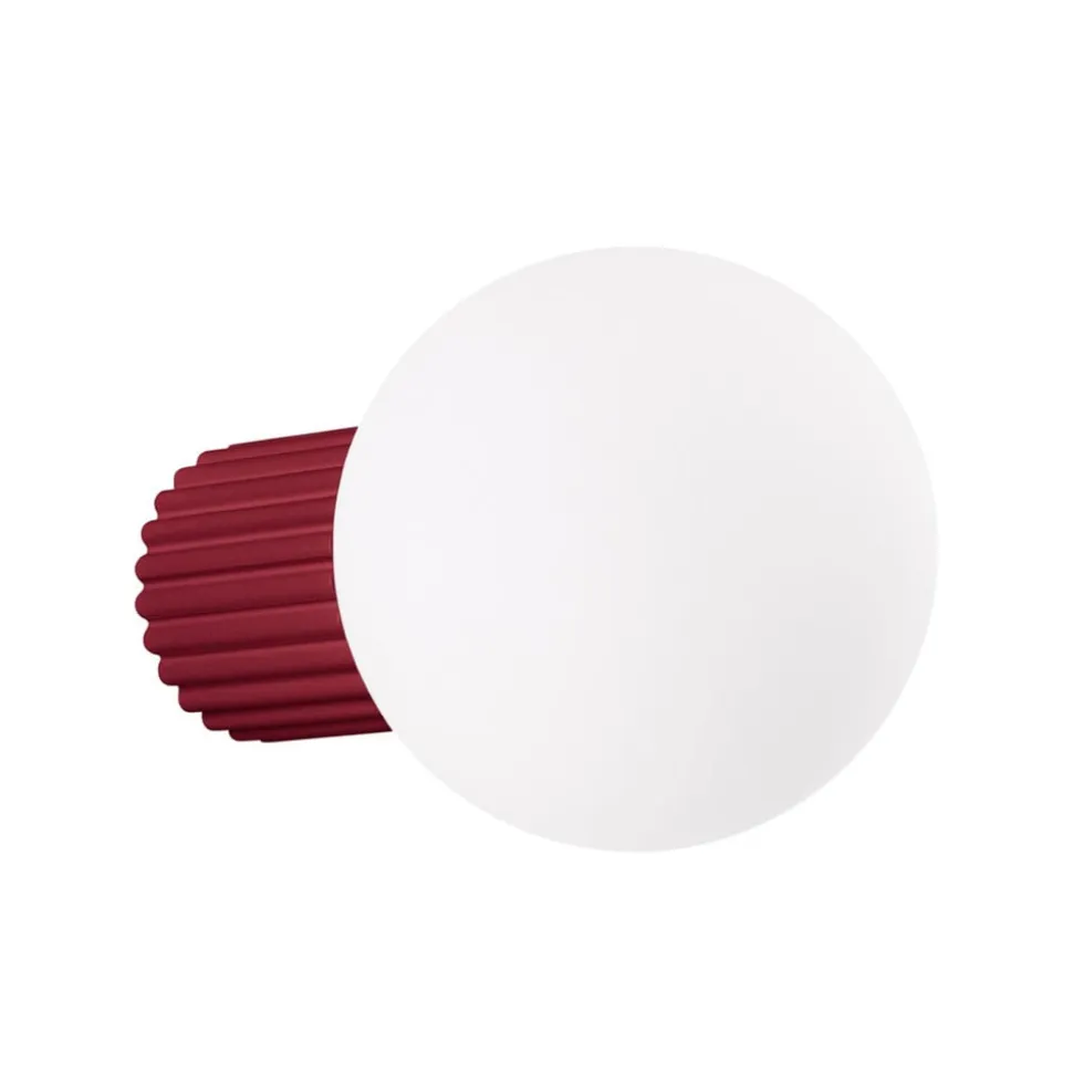 Væglampe ORBI, mørkerød, glas/metal, Ø 12 cm, IP44, G9