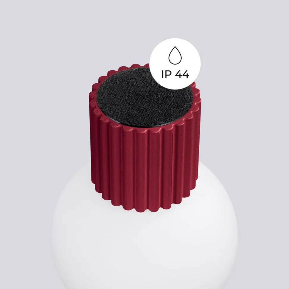 Væglampe ORBI, mørkerød, glas/metal, Ø 12 cm, IP44, G9