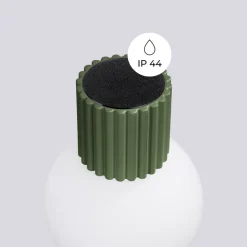Væglampe ORBI, olivengrøn, glas/metal, Ø 12 cm, IP44, G9