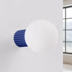 Væglampe ORBI, ultramarin, glas/metal, Ø 12 cm, IP44, G9