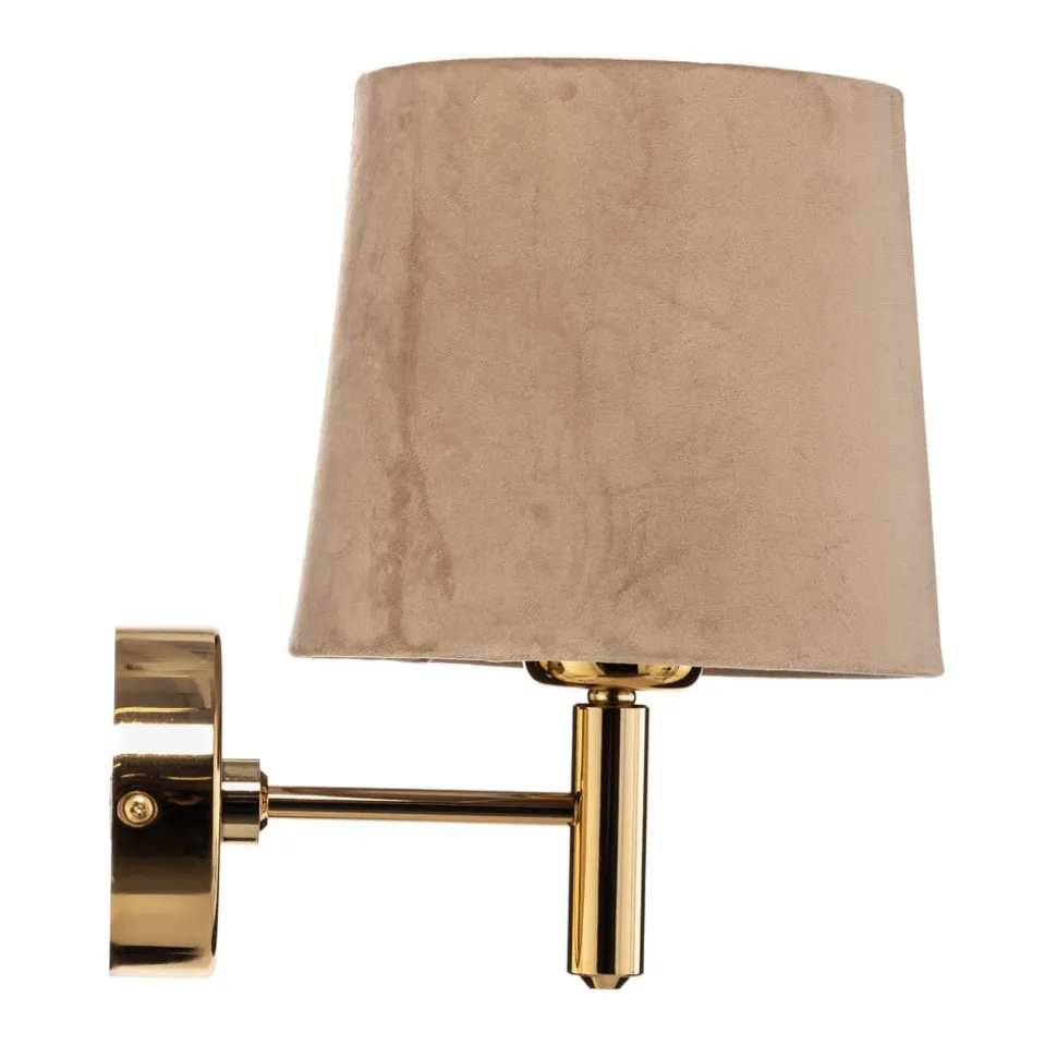 Væglampe Polo, beige/mørk messing