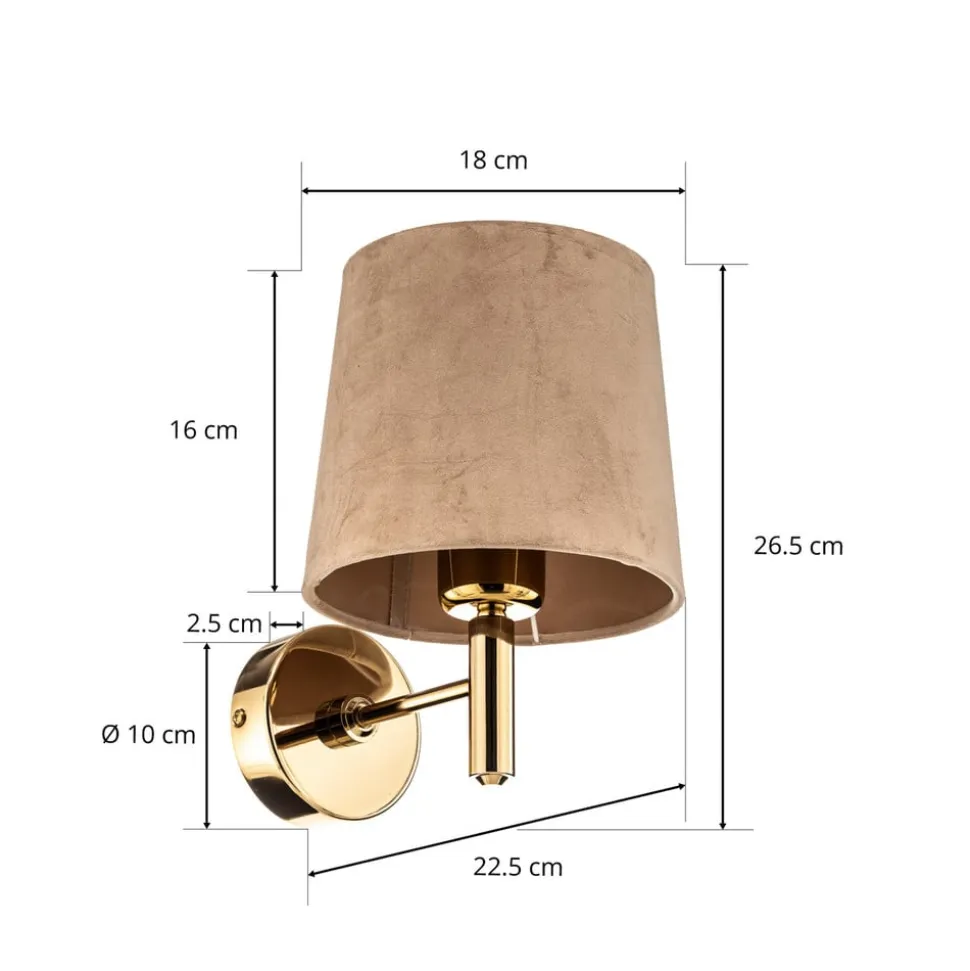 Væglampe Polo, beige/mørk messing