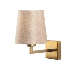 Væglampe Profil, guld/creme, metal/stof, højde 30 cm