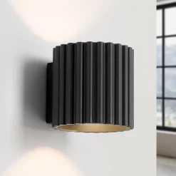 Væglampe RIBLA, sort, Ø 10 cm, metal, G9