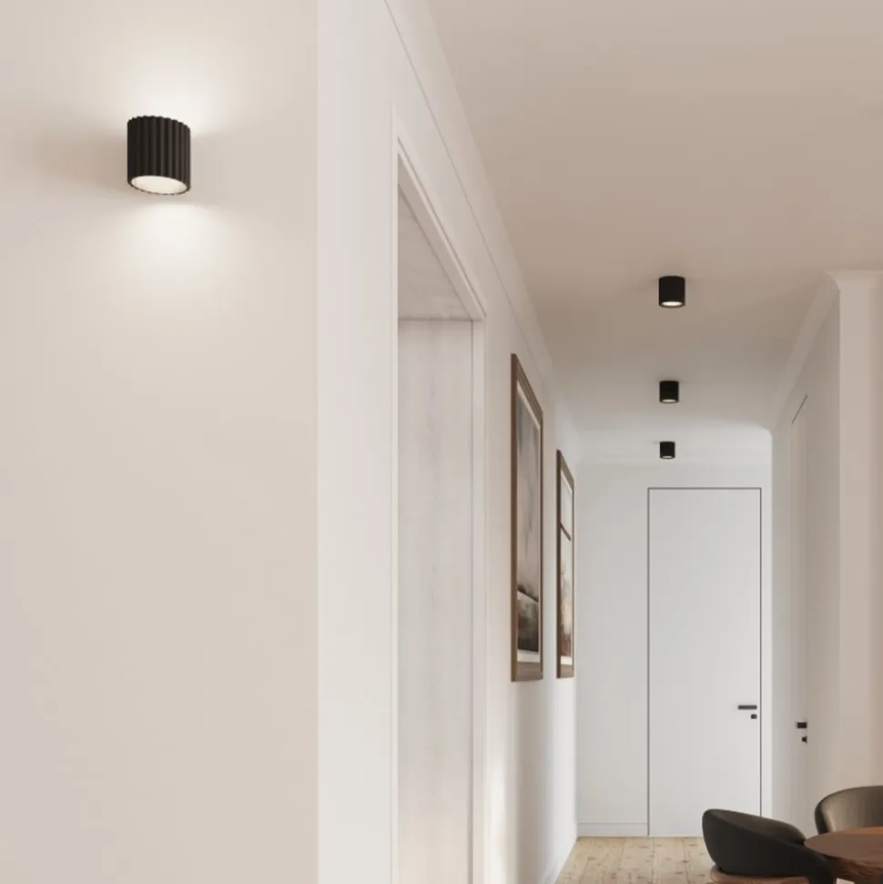 Væglampe RIBLA, sort, Ø 10 cm, metal, G9