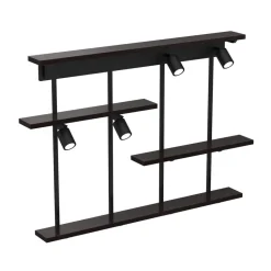Væglampe Shelf, sort, bredde 102 cm, træ, 4 lyskilder.