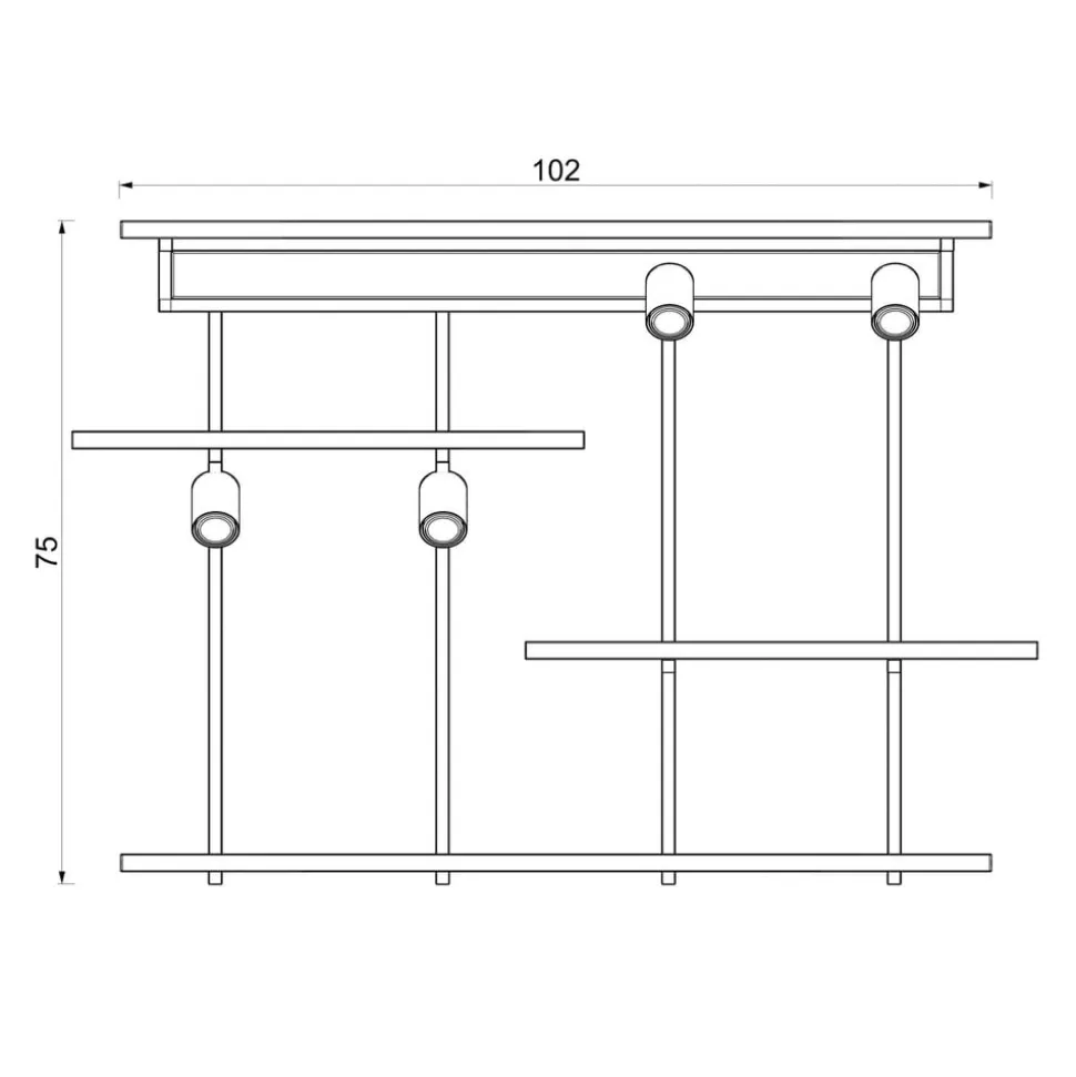 Væglampe Shelf, sort, bredde 102 cm, træ, 4 lyskilder.