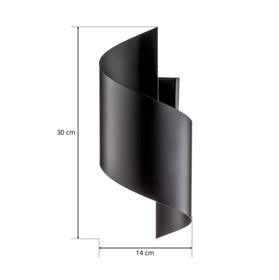 Væglampe Spiner sort, højde 30 cm, stål