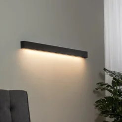 Væglampe Straight L, 122 cm, sort