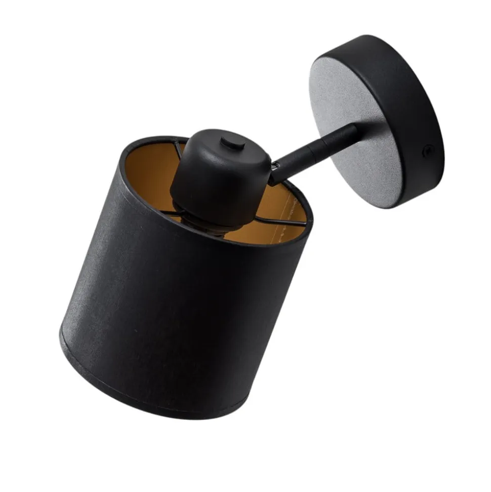 Væglampe Suerte, sort / guld, 1 lyskilde, tekstil, stål