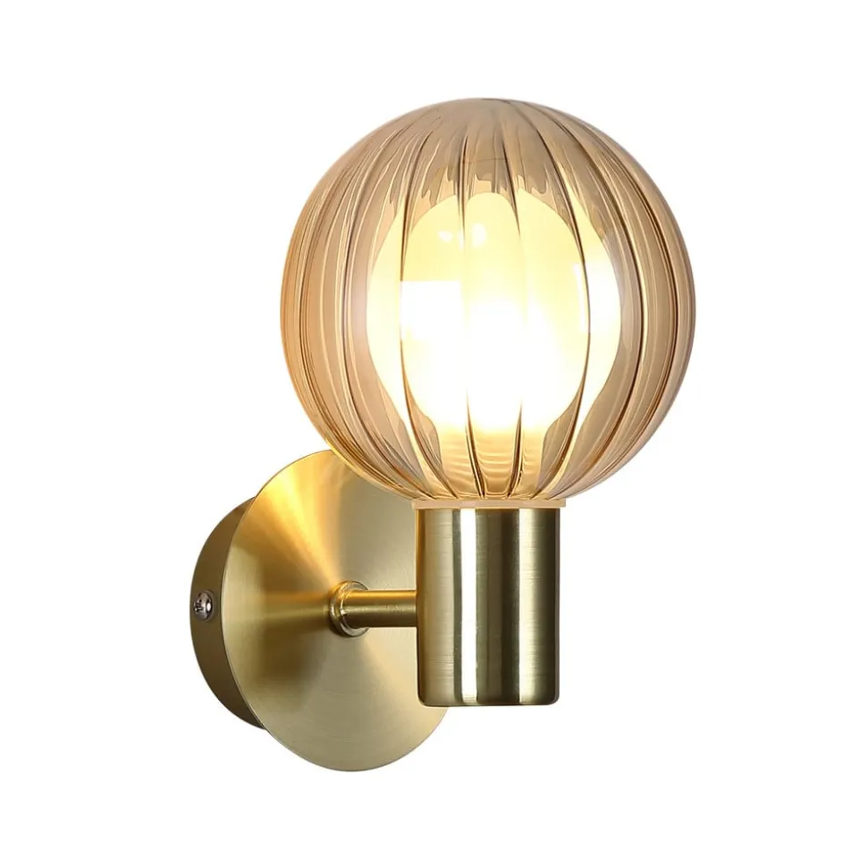 Væglampe til badeværelset Lumisphere, creme-/messingfarvet, højde 12 cm