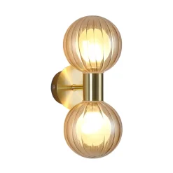 Væglampe til badeværelset Lumisphere, creme/messing, højde 28 cm, 2 lyskilder