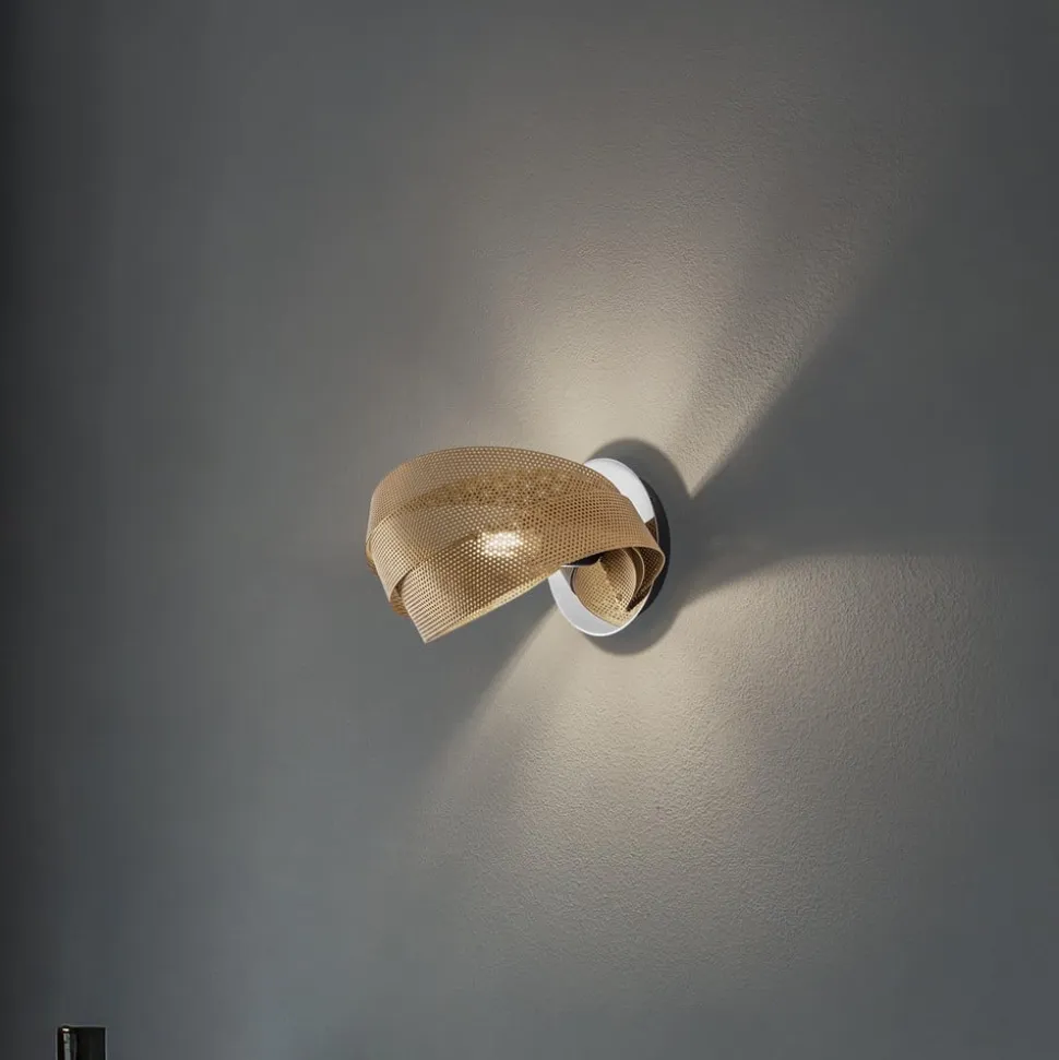 Væglampe Vento, sort/guld, metal, 27 cm, E14