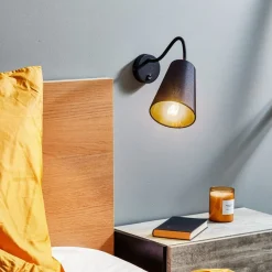 Væglampe Wire, sort/guld