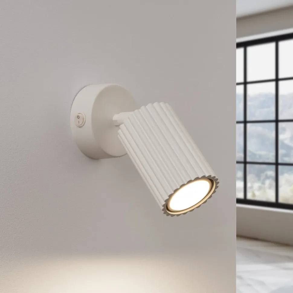 Vægspot carbon, beige, udspring 16 cm, kontakt, aluminium