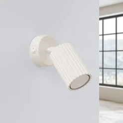 Vægspot carbon, beige, udspring 16 cm, kontakt, aluminium