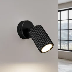 Vægspot carbon, sort, udspring 16 cm, kontakt, aluminium