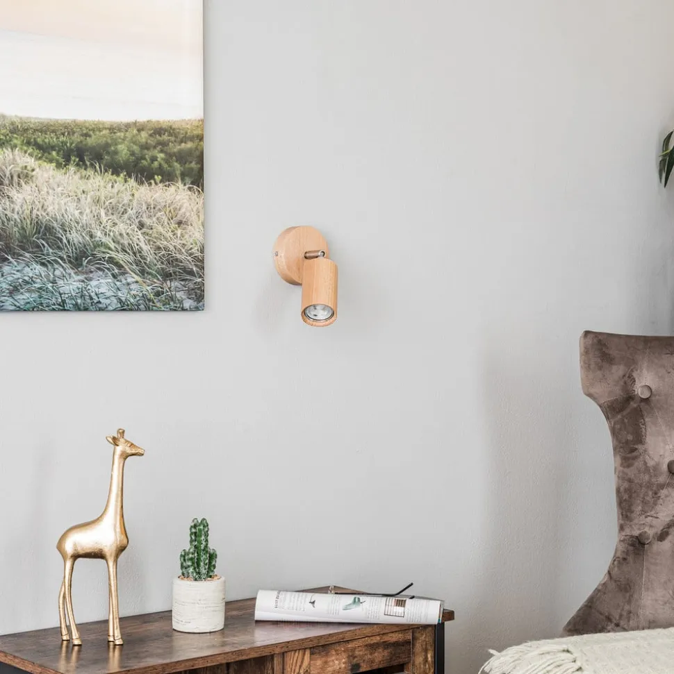 Vægspot Cre i træ, 1 lyskilde