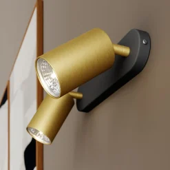 Vægspot Eye Spot med 2 lyskilder, sort/messing
