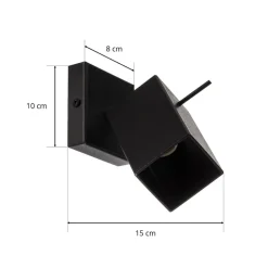 Vægspot Square, sort, 1 lyskilde