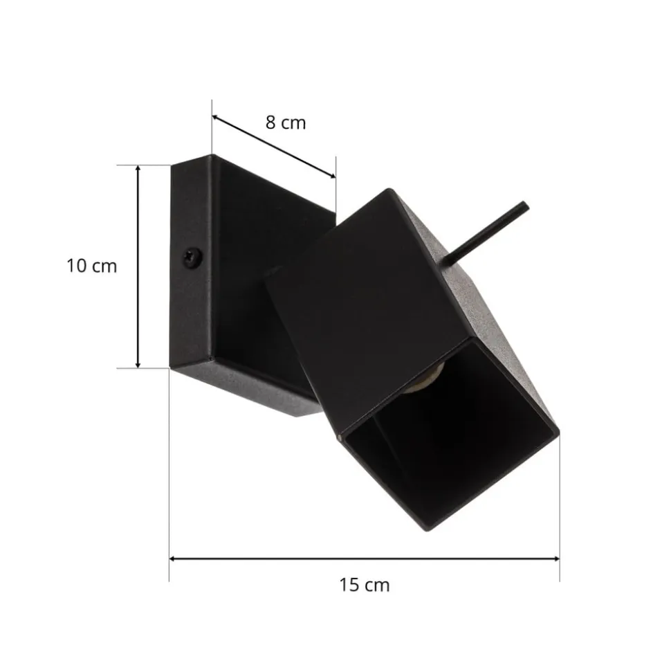 Vægspot Square, sort, 1 lyskilde