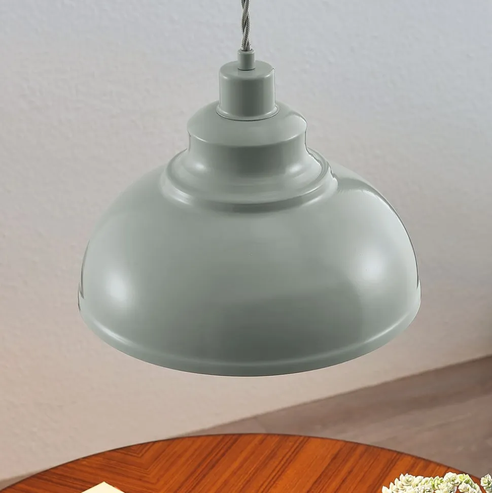 Vintage pendellampe Albertine, metal, lyseblå