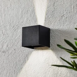 Wall udendørs LED-væglampe, kubisk, sort