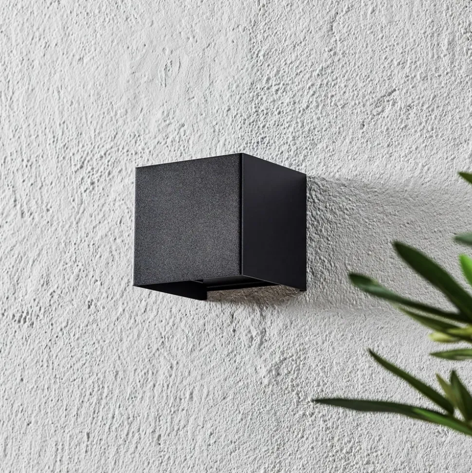 Wall udendørs LED-væglampe, kubisk, sort