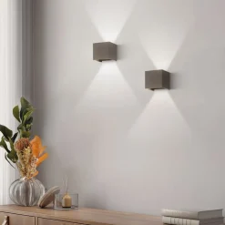 Wall udendørs LED-væglampe, kubisk, sort
