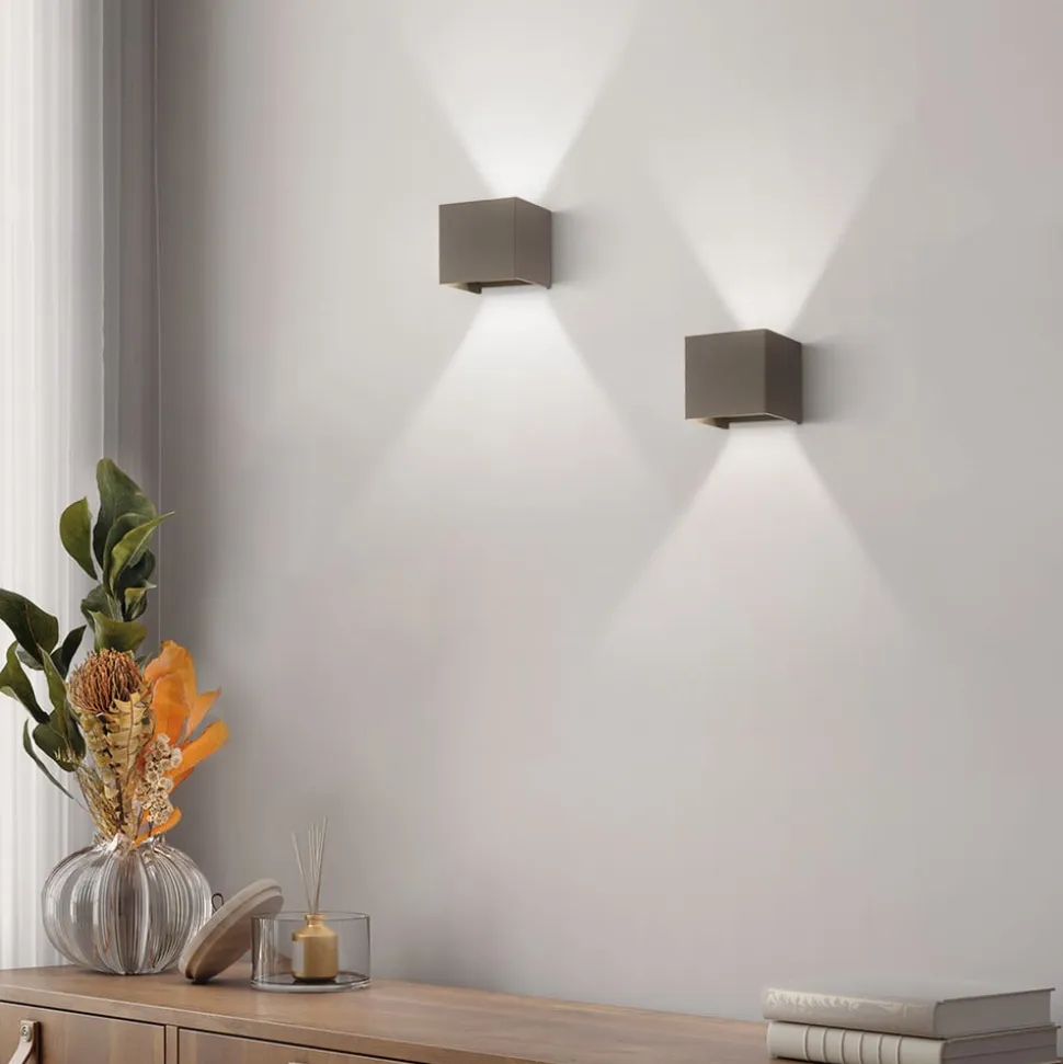 Wall udendørs LED-væglampe, kubisk, sort