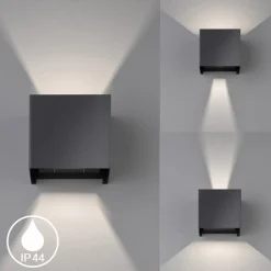 Wall udendørs LED-væglampe, kubisk, sort