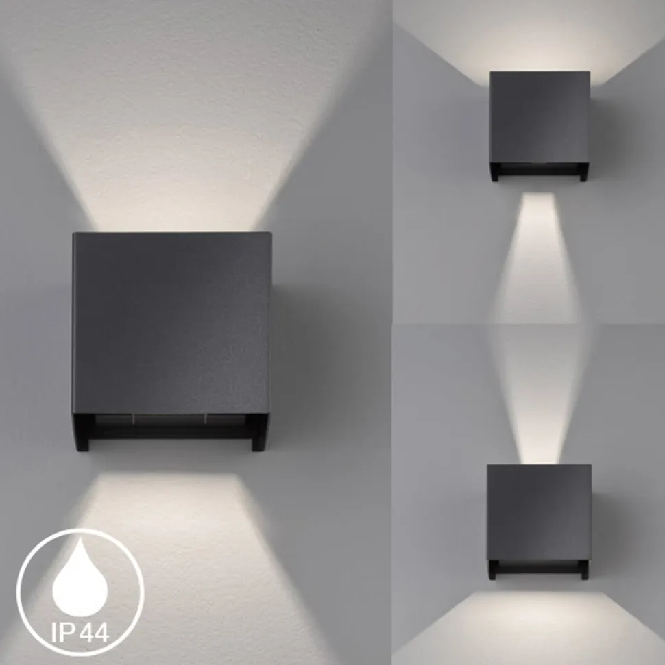 Wall udendørs LED-væglampe, kubisk, sort