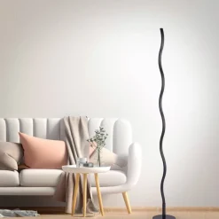 Wave LED-gulvlampe 3.000 K 120cm sort
