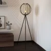 Waverton gulvlampe, sort/hvid, højde 143 cm, stål/stof