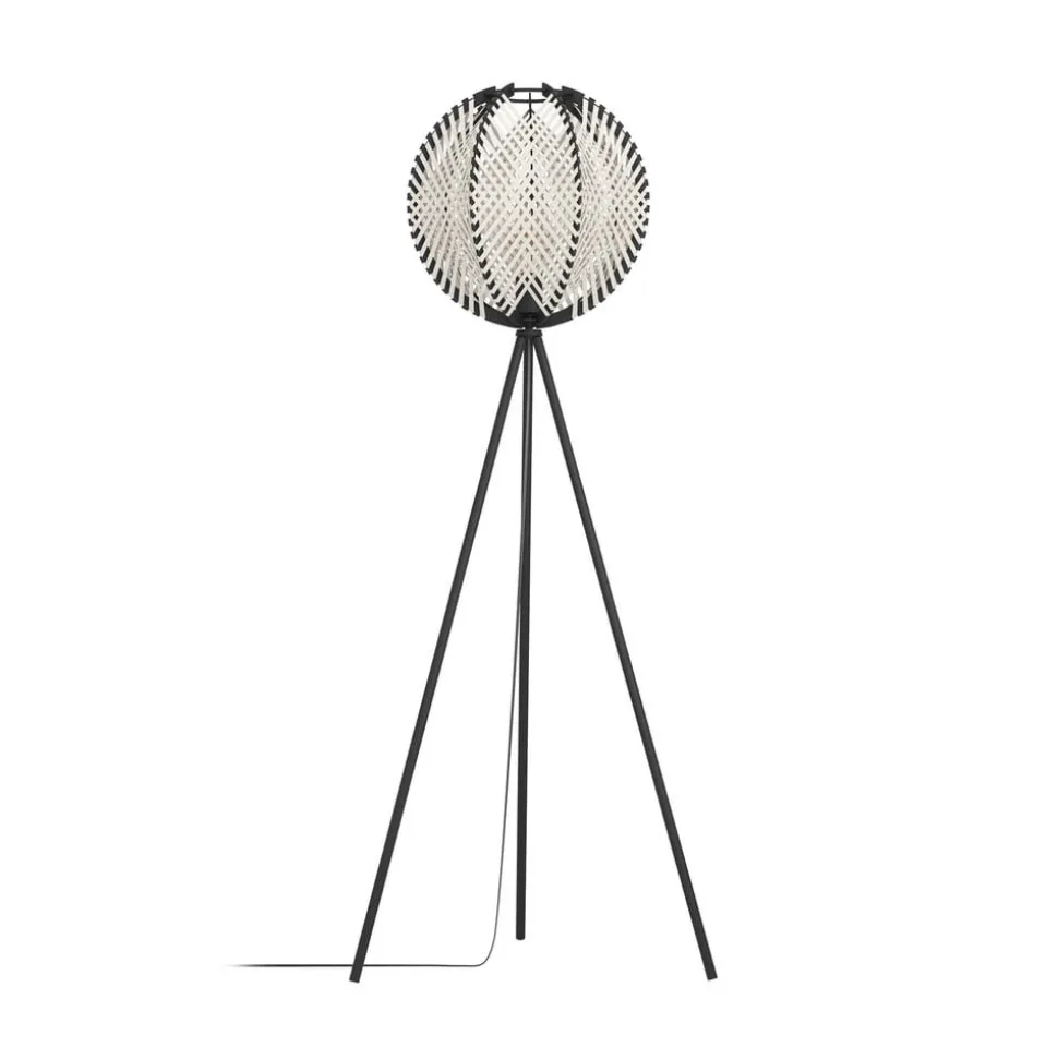 Waverton gulvlampe, sort/hvid, højde 143 cm, stål/stof