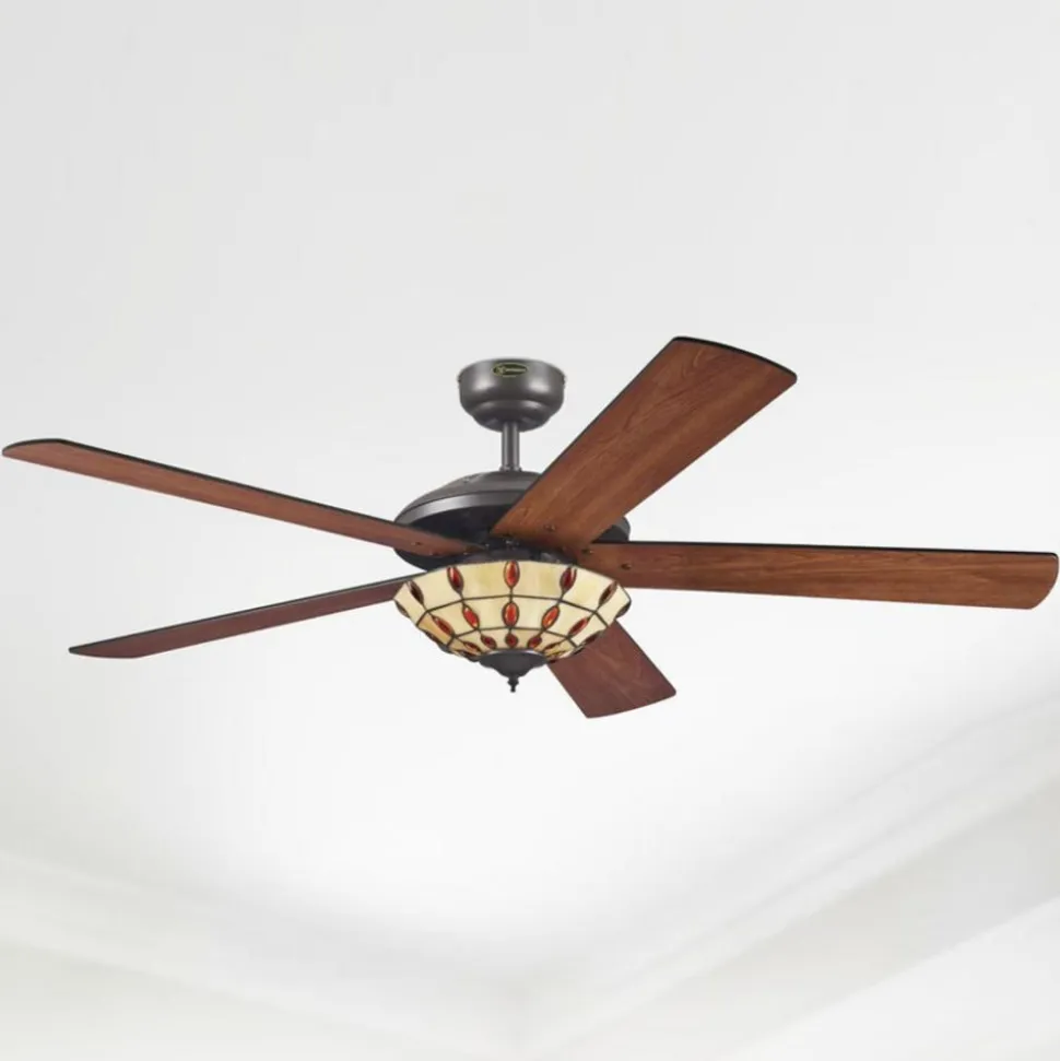Westinghouse Comet T - Ventilator med Tiffany-glas