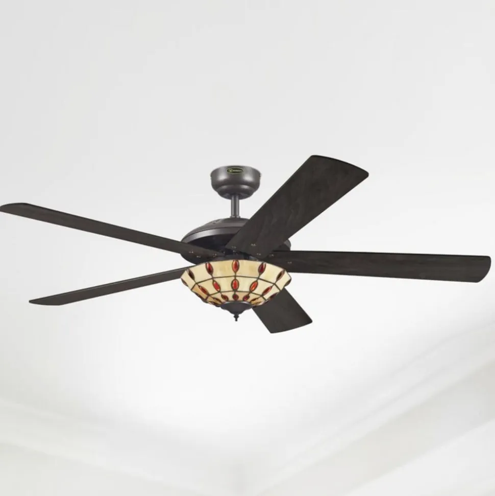 Westinghouse Comet T - Ventilator med Tiffany-glas