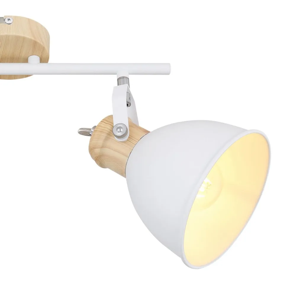 Wiho loftlampe af metal, hvid/trælook, 2 lyskilder