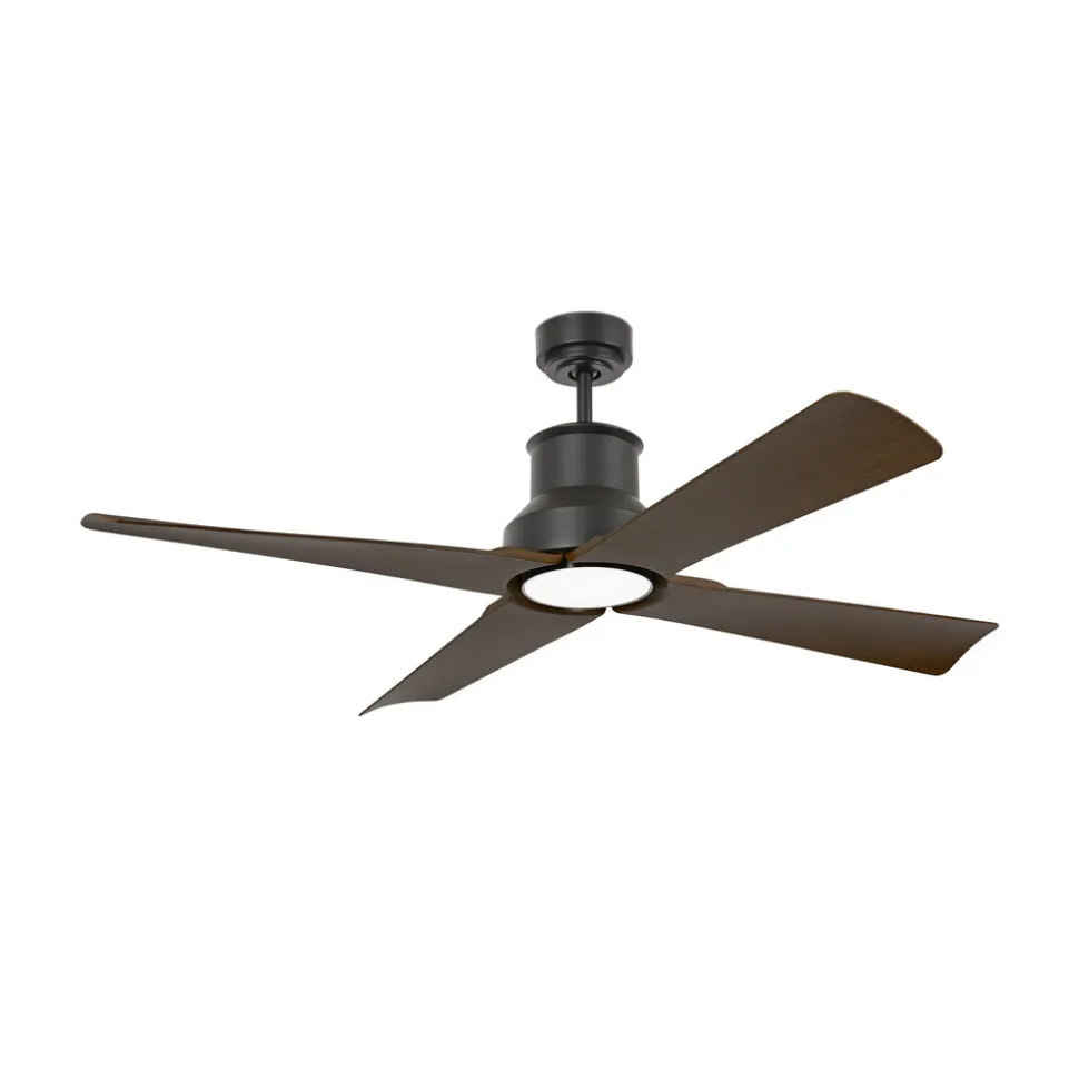 Winche M loftventilator, LED-lampe IP44 sort