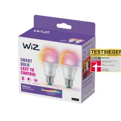 WiZ A60 LED-pære mat WiFi E27 8,5W RGBW 2-pak