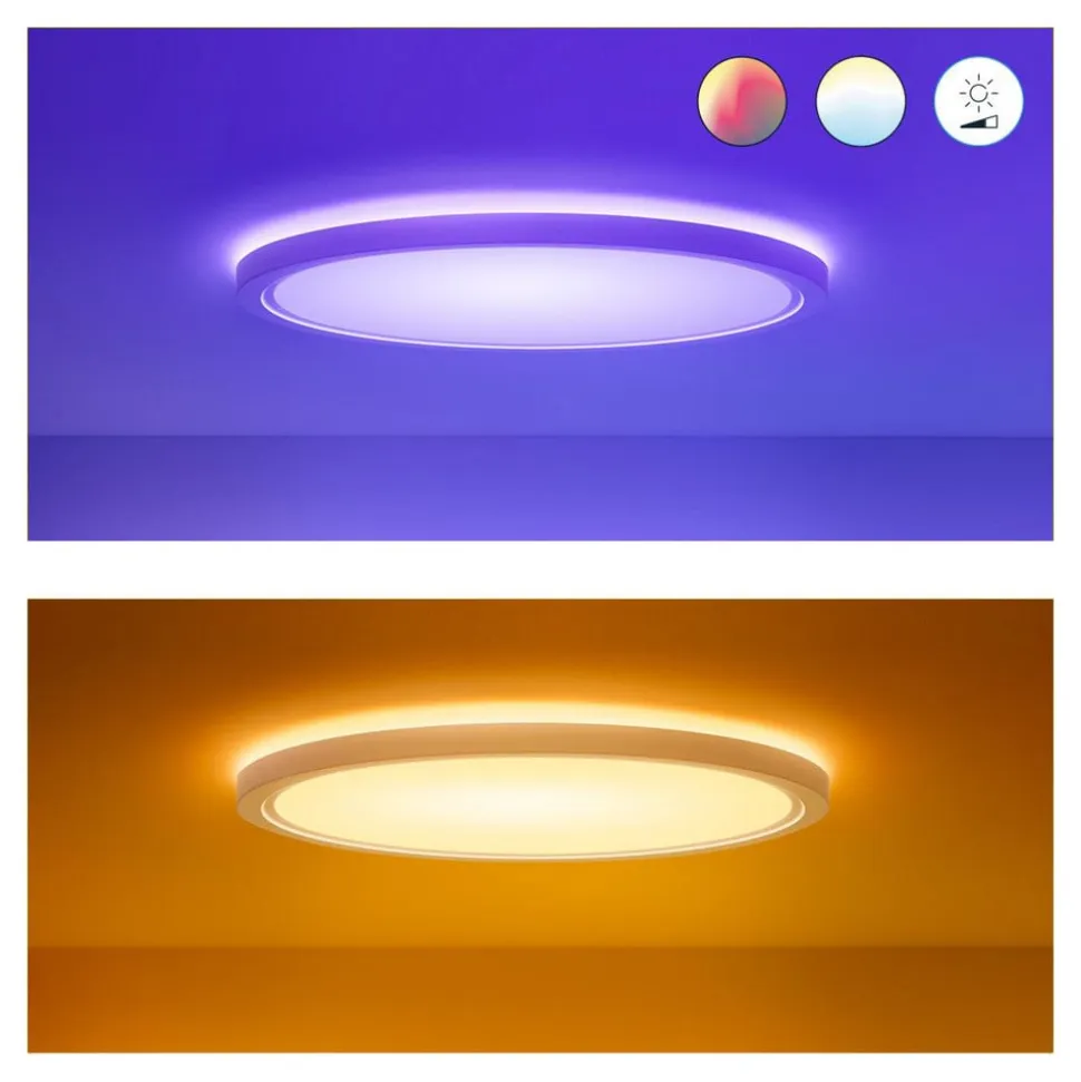 WiZ SuperSlim LED-loftslampe RGBW Ø42cm hvid