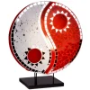 Ying Yang bordlampe med mosaikspejlsten, rød