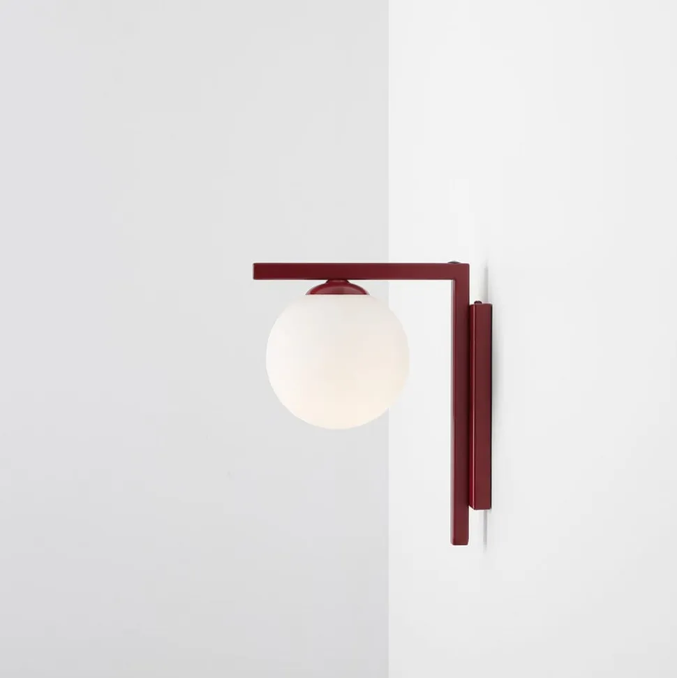 Zac væglampe, opal/vinrød, 1 lyskilde