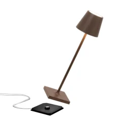 Zafferano LED-batteridrevet bordlampe Poldina micro, rustbrun, IP65