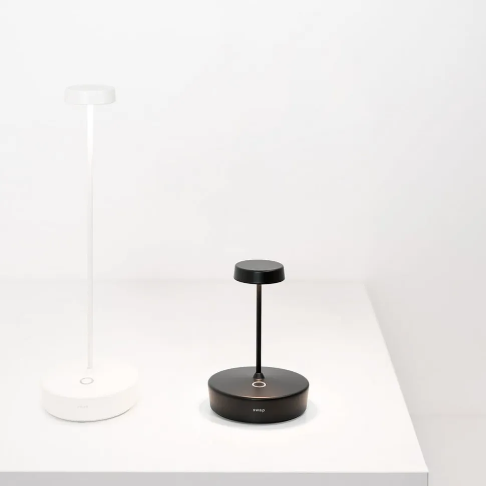 Zafferano LED-bordlampe Swap mini, sort, 15 cm IP65